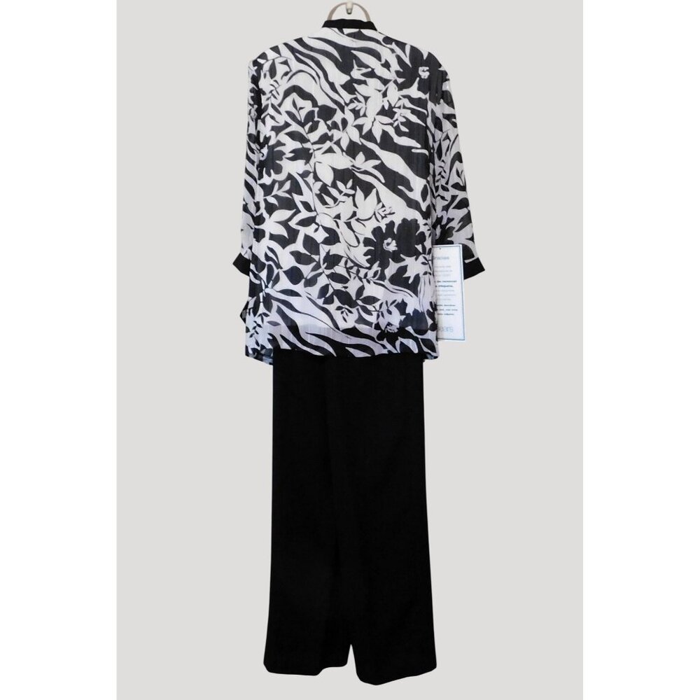 Kathy Roberts 2-Piece Set Women’s 14 Black White Jacket Pants Polyester - Picture 2 of 16